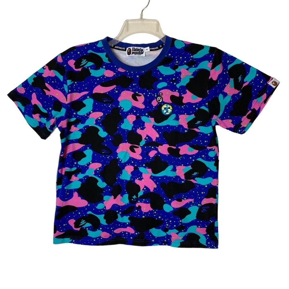 A Bathing Ape Sz M Bape X Kid Cudi Blue Camo Tee Shirt